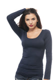 Long Sleeves Round Scoopneck Tank Top One Size