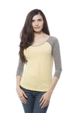 Hollywood Star Fashion Color Block Long Sleeve Scoop Neck Casual Top