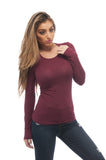 Women's Long Sleeve Crewneck Basic Tee Shirt Cotton Stretch Top