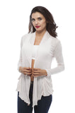 Hollywood Star Fashion Light Weight Flyaway Cardigan Shawl Collar Shrug with Drape Pockets Cardi Plus Size1