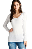 Hollywood Star Fashion Plain Casual Scoop Neck Long Sleeve Top