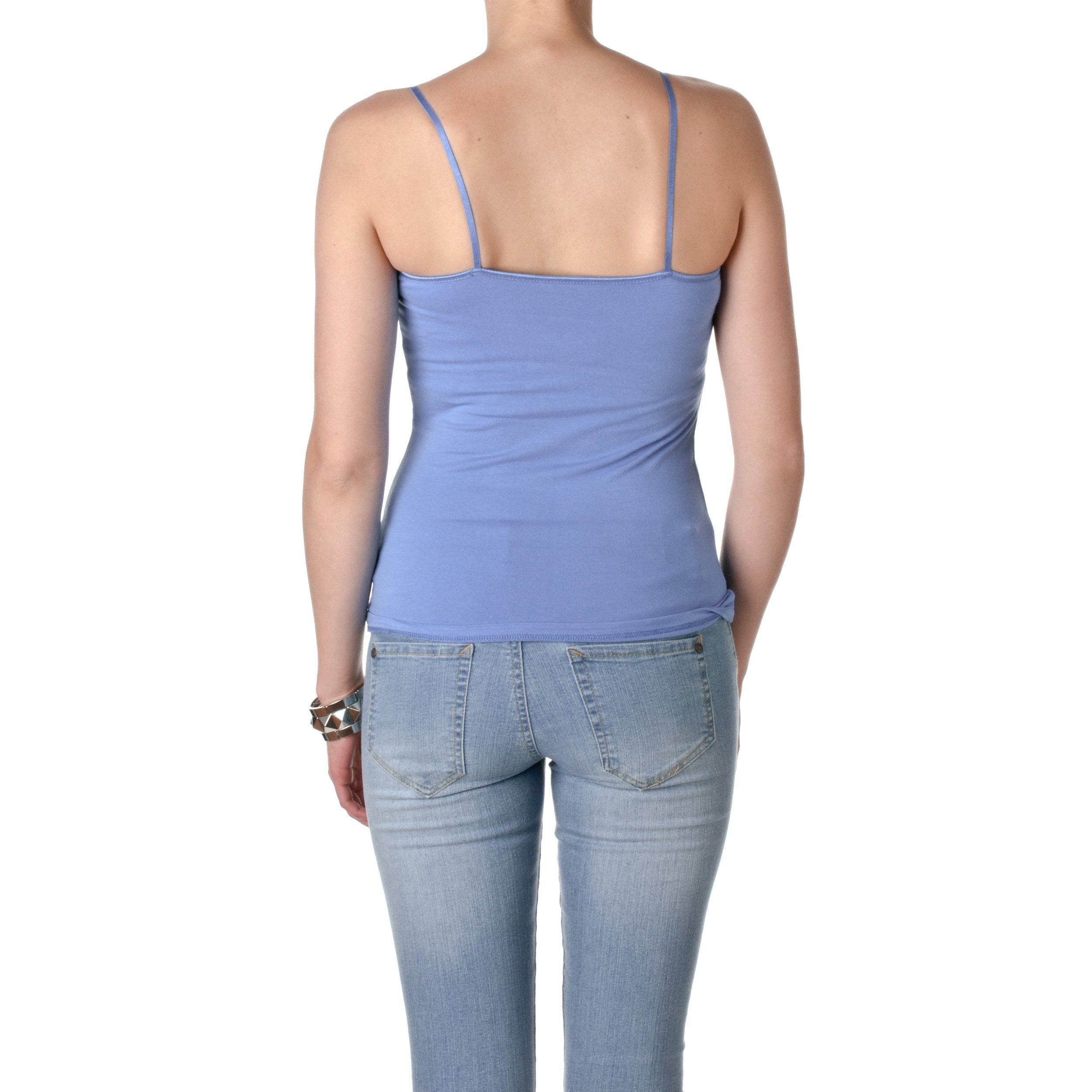 Active Basic Women's Shelf Bra Adjustable Spaghetti Strap Tank, Sky Blue, Medium
