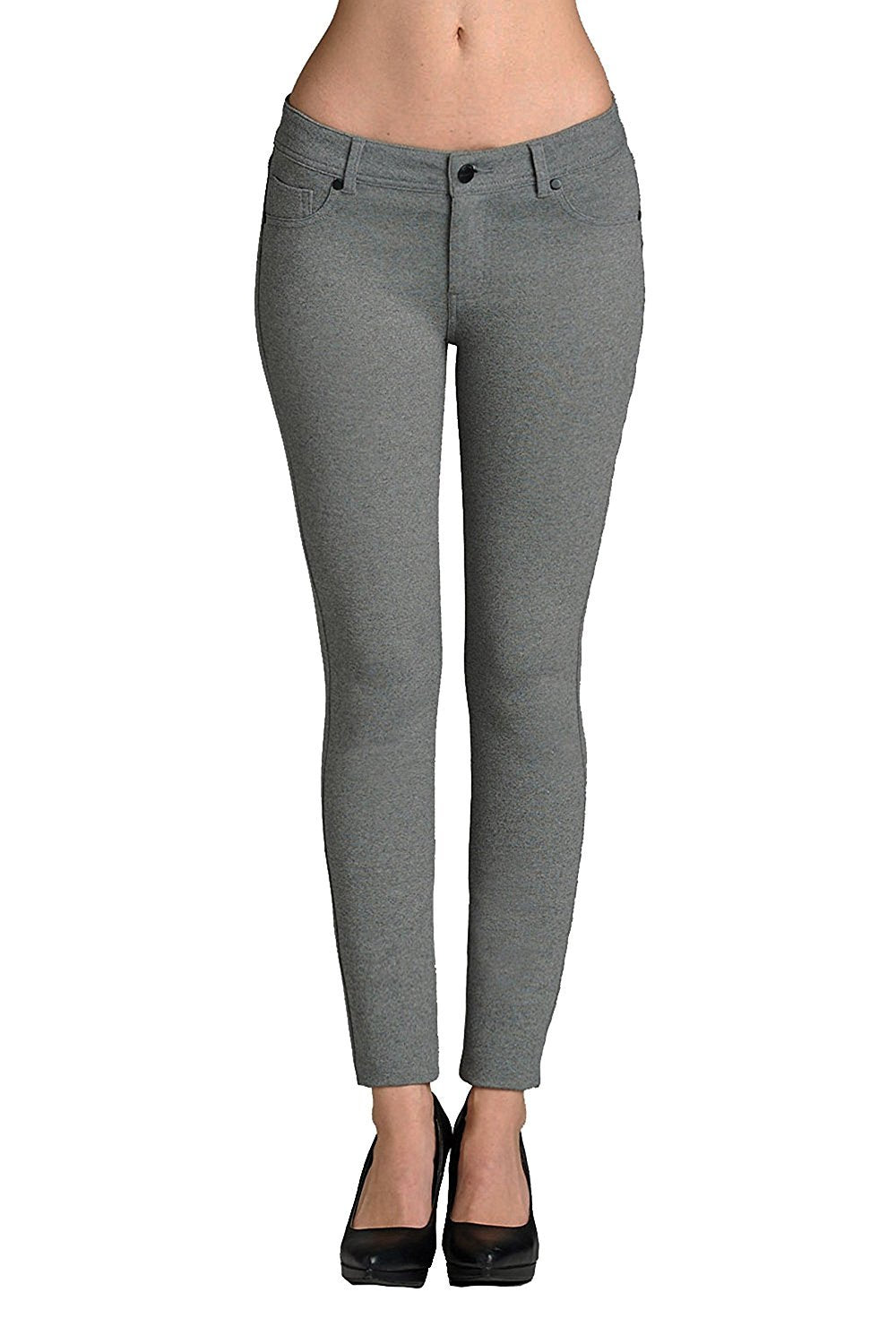 Khanomak 5 Pocket Shape Basic Solid Slim Fit Stretchy Skinny Long Thick Jegging Pants