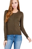 Women's Basic Long Sleeve Round Neck Button Down Rayon Sweater Cardigan