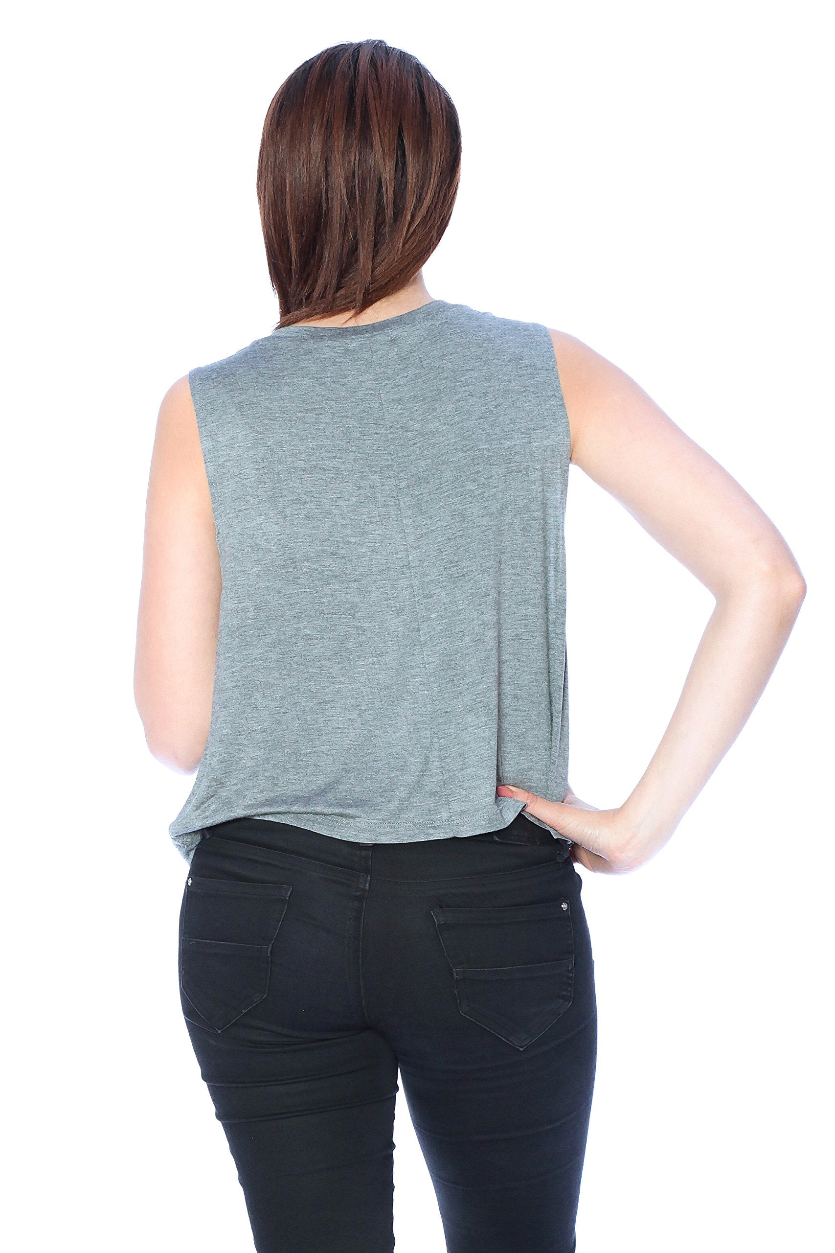 Sleeveless Scoop Neck Muscle Cropped Tank Top