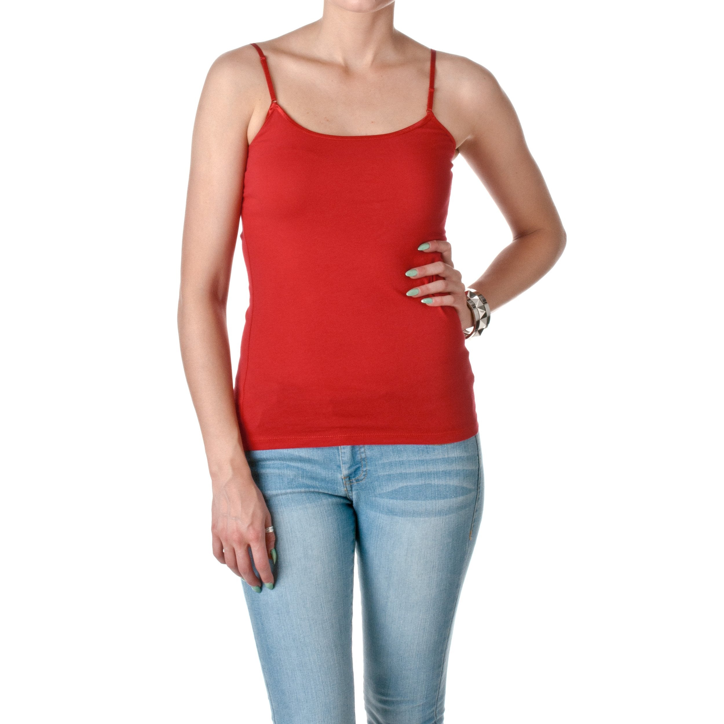 Hollywood Star Fashion Regular Length Spaghetti Strap Tank Top Camis Basic Camisole Cotton Plain Solid Color1