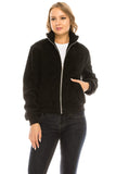 Women's Sherpa Mock Neck Coat Lapel Fleece Fuzzy Faux Shearling Jacket