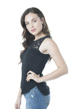 Khanomak Sleeveless Lace Trim Neck Knit Top