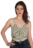 Multi Color Front Ruffle Short Top With Adjustable straps