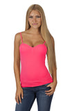 Seamless Women's Cami with padded bra cup and Detachable spaghetti straps Top