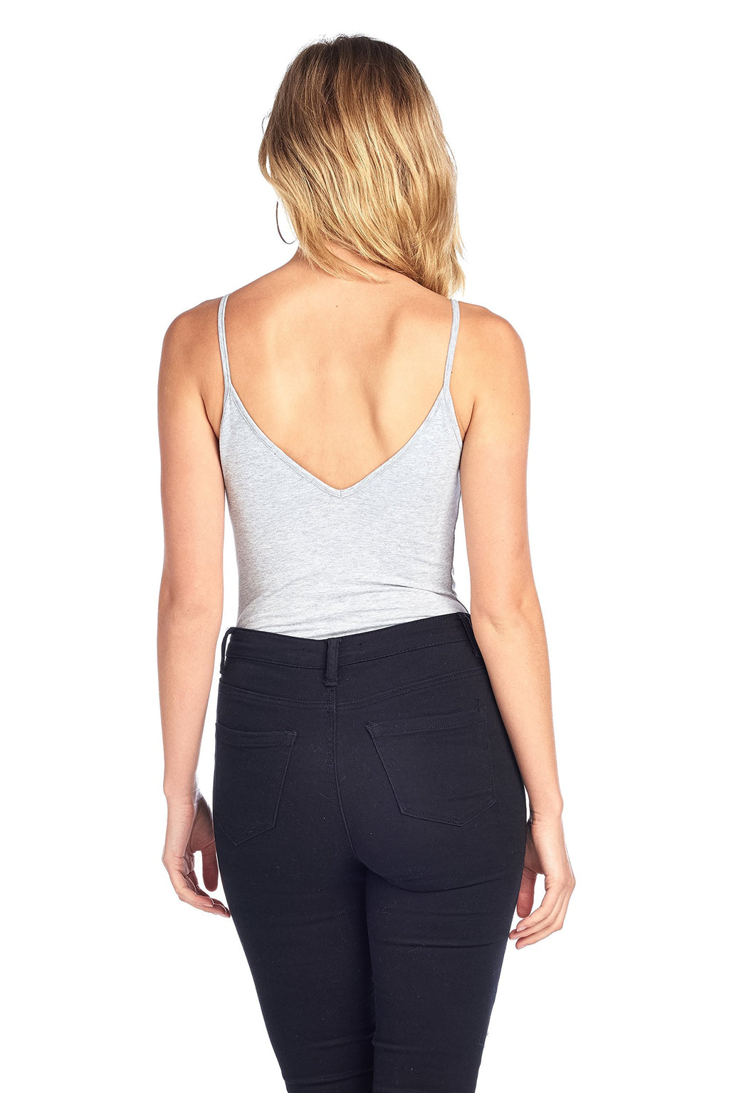 V Neck Crisscross Caged Front Spaghetti Strap Casual Bodysuit