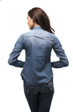 long sleeve botton up denim top