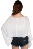 Off Shoulder wide arm Embroidered design Wide Crop top