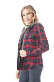 Long Sleeve Two Tone Terry Mixed Plaid Button Down Shirt