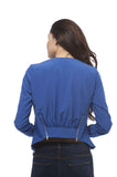 Long Sleeve Classic Solid Woven Blazer with Back Zipper Detail