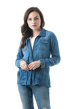 lightweight Tencel Utility Jacket With 4 Front Pockets And Self-Tie Drawstring Waist