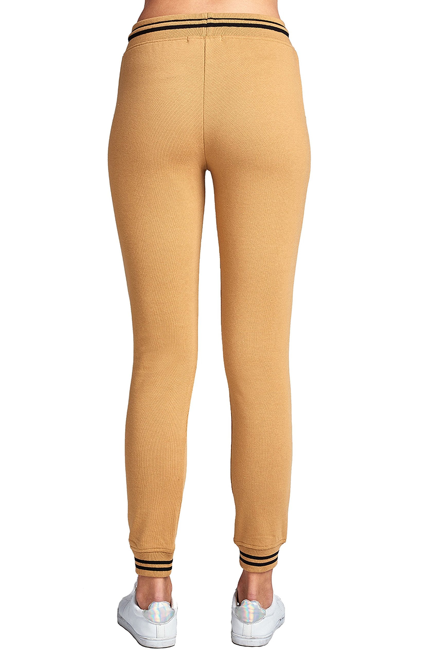 Casual Drawstring Waist Side Pockets Straight Leg Color Block Strip Detail Jogger Sweatpants