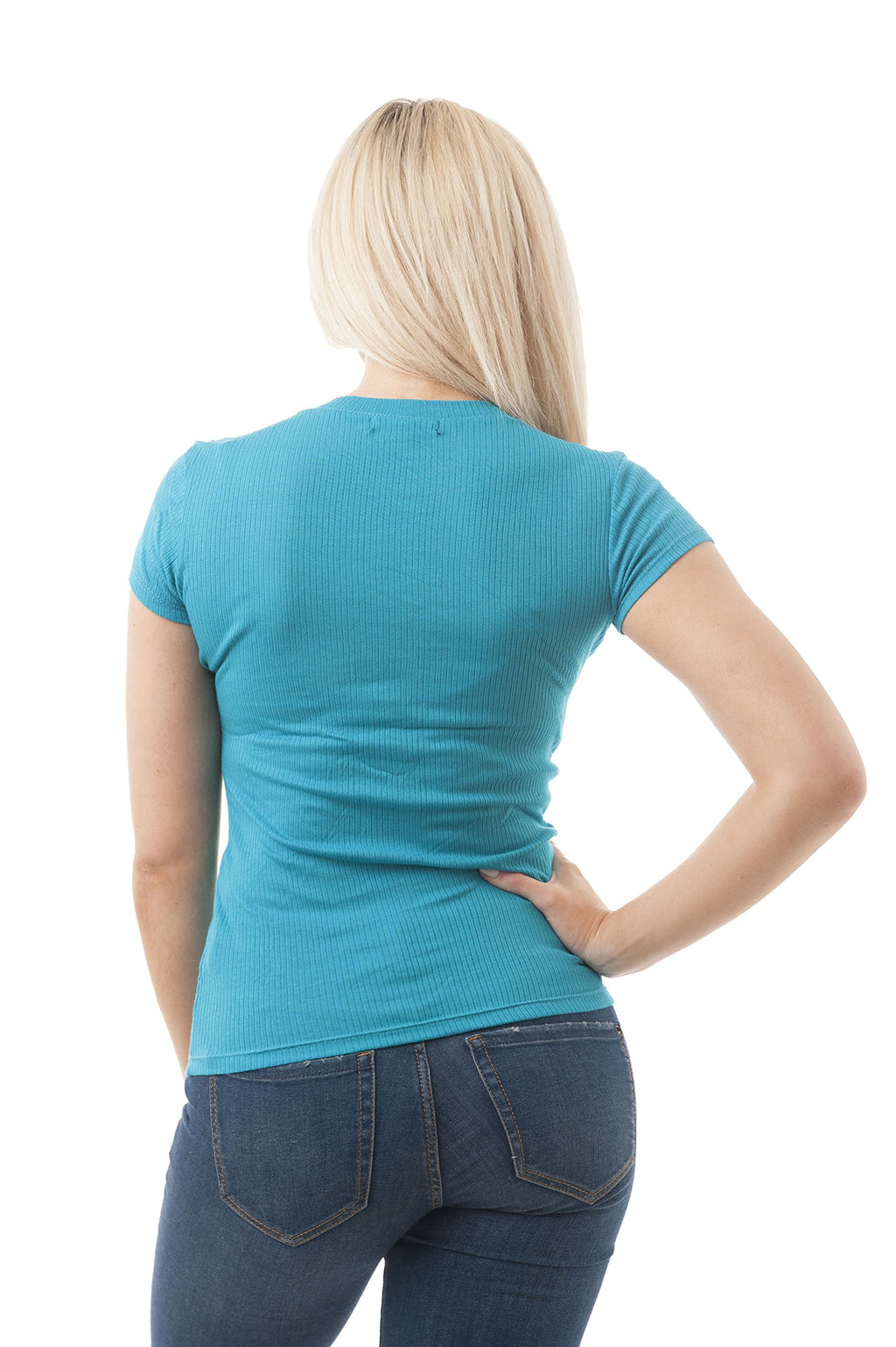 Khanomak Short Sleeve Crew Neck Ribbed Top