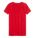 Khanomak Women's Short Sleeve Plain Casual Basic Tee Cotton V Neck Regular Fit T-Shirt Tops