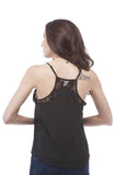 Adjustable spaghetti strap lace trim chiffon top