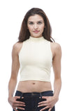 Hollywood Star Fashion Plain Sleeveless Mock Turtle Neck Crop Top