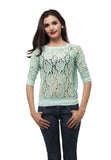 Half sleeve crochet laced top Sweater Shirt