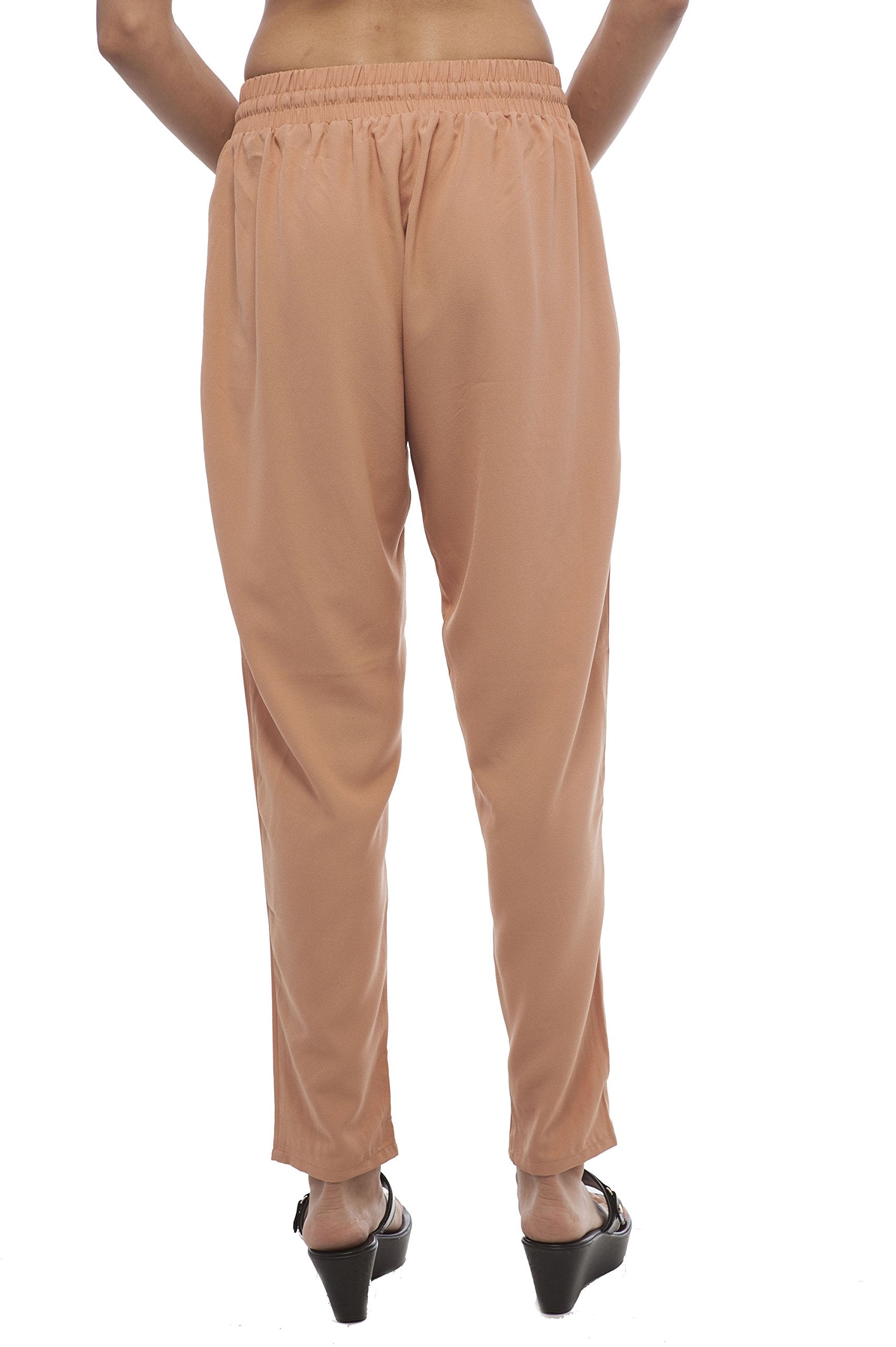 Hollywood Star Fashion Long Tapered Elastic Waist With Drawstrings Pants With Zipper Detail