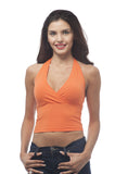 Halter v Neck Crossover Front Crop top