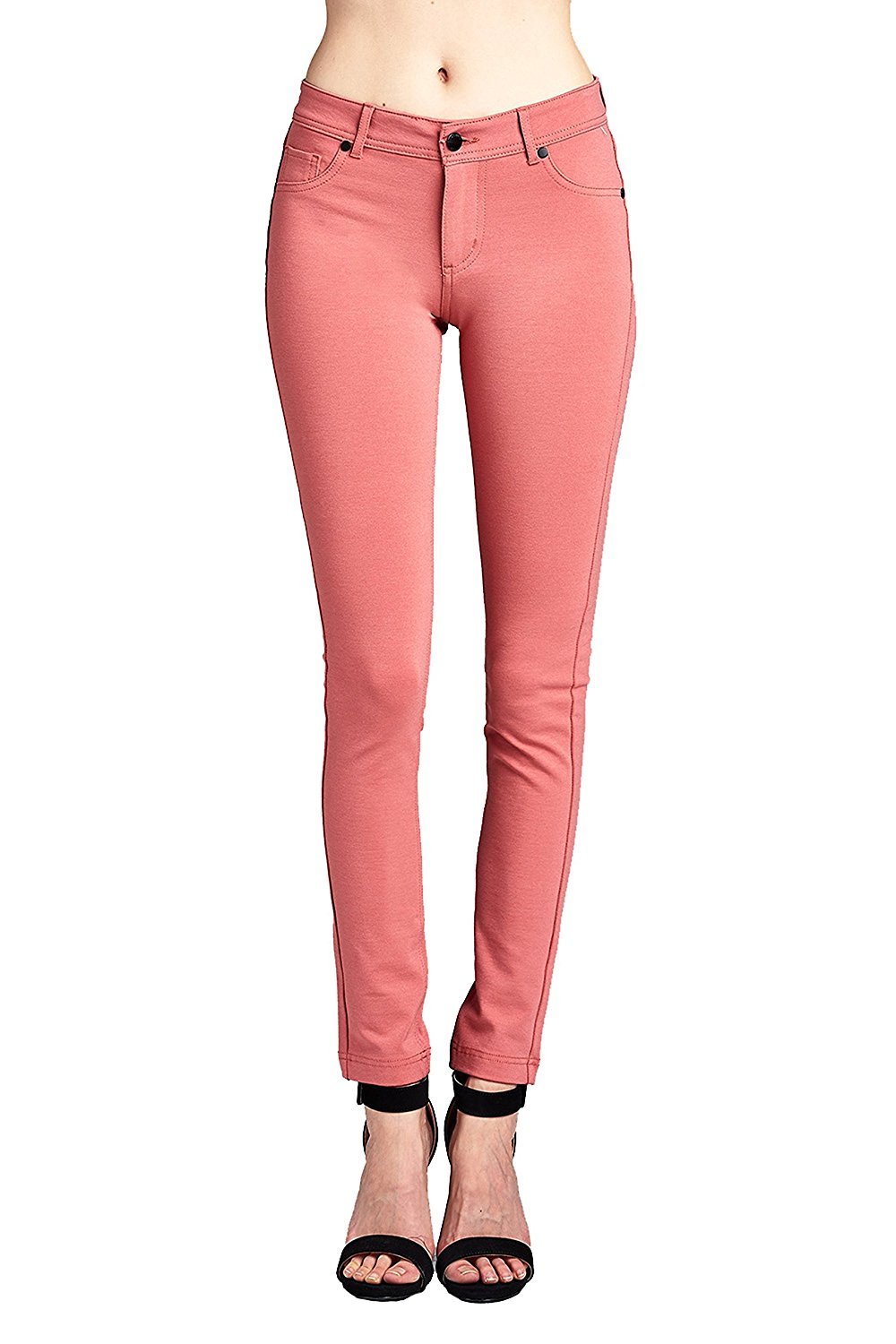 Khanomak 5 Pocket Shape Basic Solid Slim Fit Stretchy Skinny Long Thick Jegging Pants