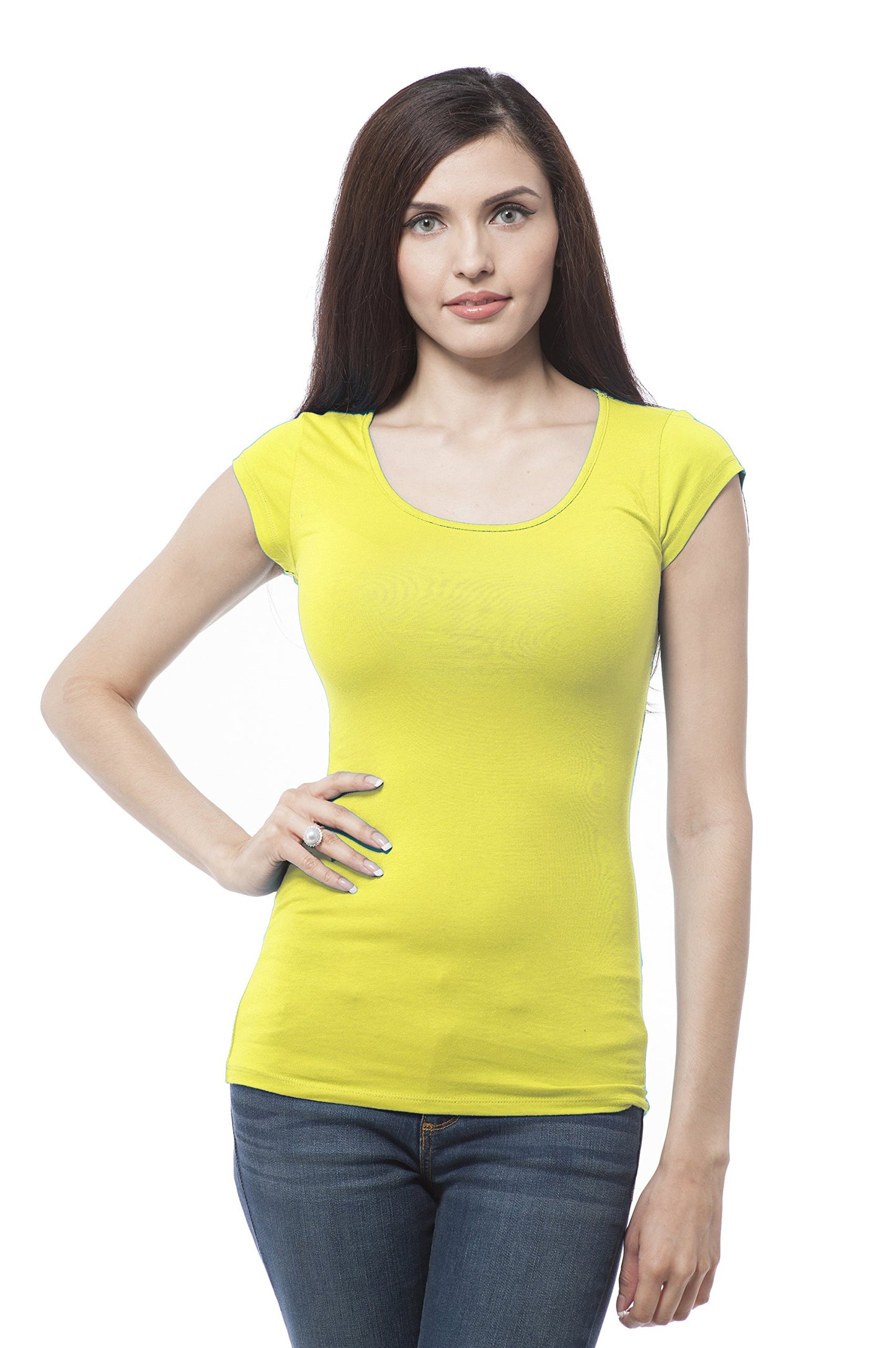 Women's Short Sleeve Basic Cotton Span Top Crop Back