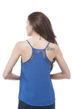 Adjustable spaghetti strap lace trim chiffon top