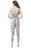 Tube top Printed Jumpsuit with Drawstrings on Waist