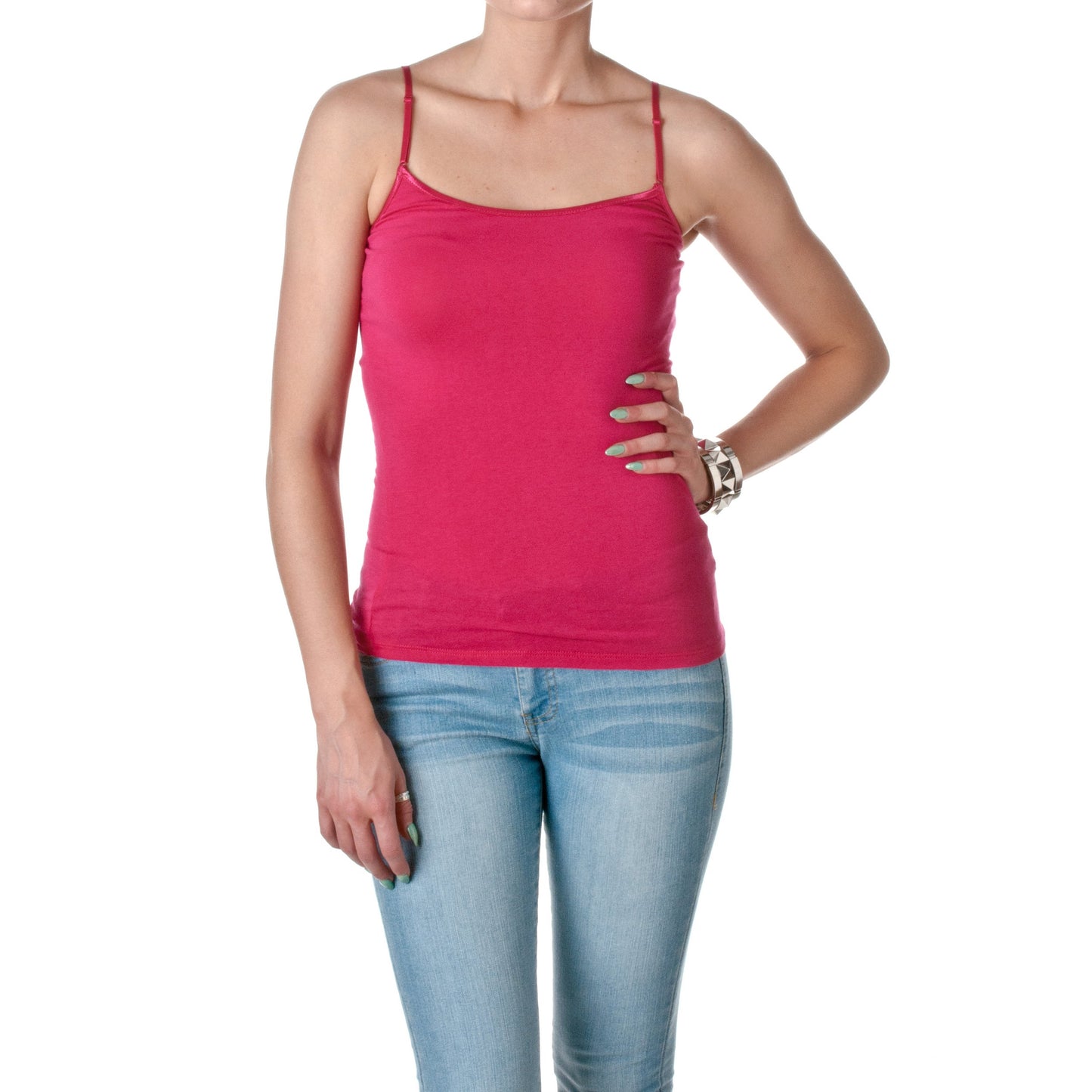 Hollywood Star Fashion Regular Length Spaghetti Strap Tank Top Camis Basic Camisole Cotton Plain Solid Color1