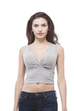 Sleeveless Solid V Neck Crop top