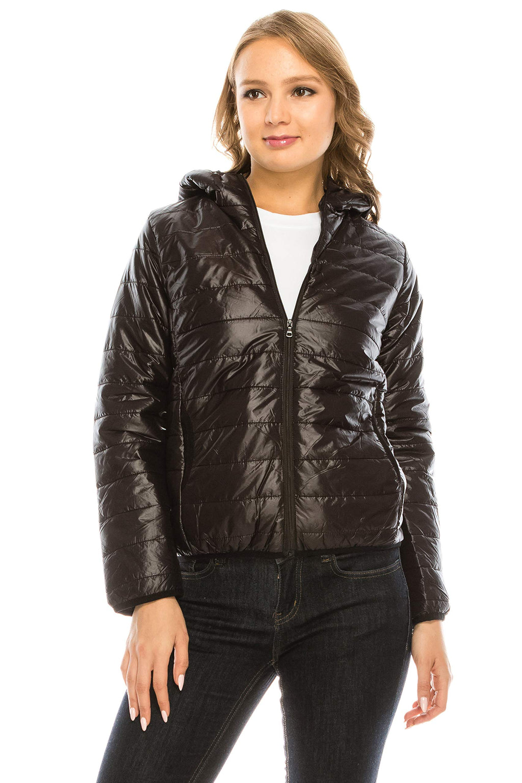 Khanomak Long Sleeve Light Weight Hooded Packable Down Jacket With Carry Bag