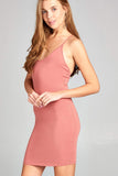 Women's Basic Casual V neck Strappy Bodycon Curve Fitting Dress