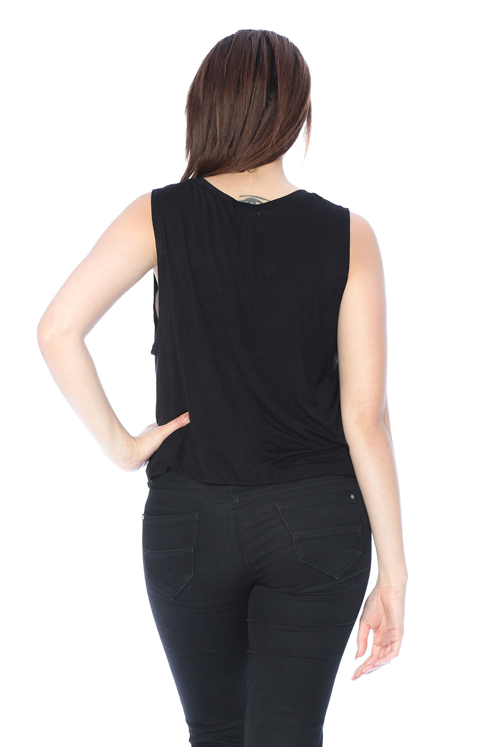 Sleeveless Scoop Neck Muscle Cropped Tank Top