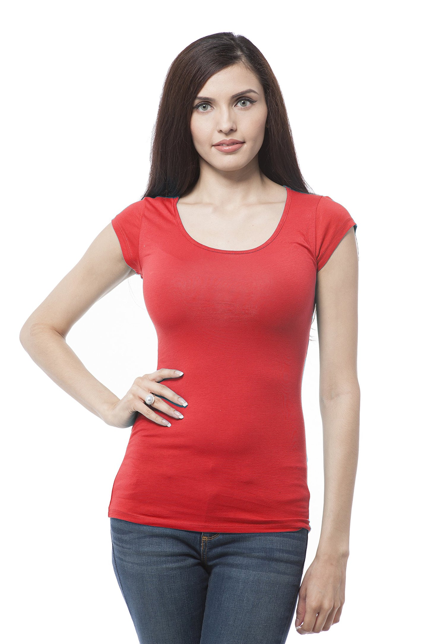Women's Short Sleeve Basic Cotton Span Top Crop Back