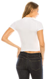 Women's Stretch Rib Basic High Neck Cropped Short Sleeve Shirt