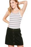 Women's Multi Color Stripe Straight Neckline Cami Crop Top