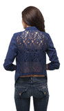 Slim Casual Suit Blazer half sleeve Jacket Coat with lace trim all over back