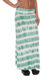 Hollywood Star Fashion Women's Fold Over Waist Rayon Tie Dye Maxi Skirt