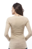 Hollywood Star Fashion Women's Basic Long Sleeve Deep V Neck Shirt Top