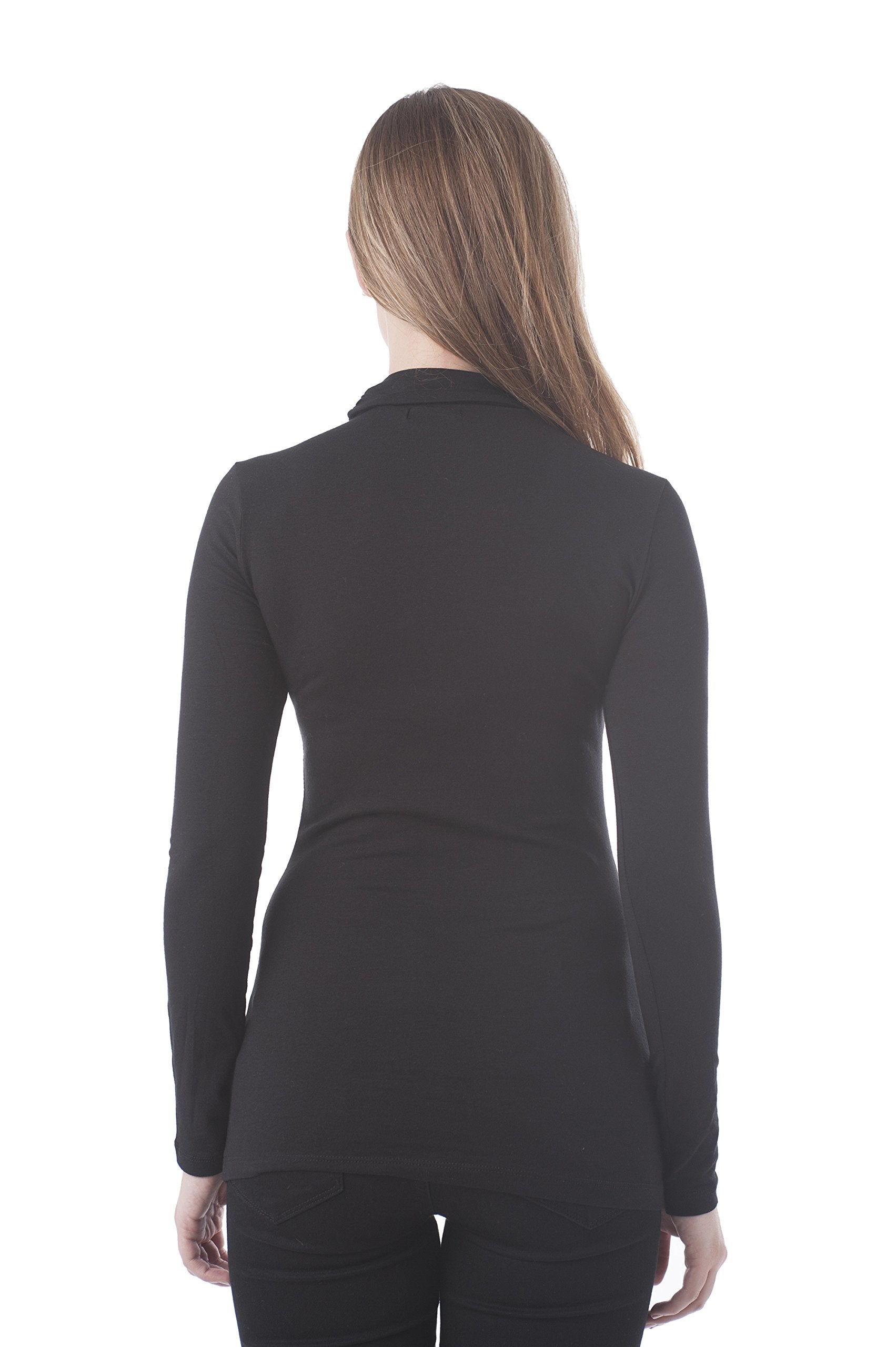 Khanomak Women's Long Sleeve Plain Turtle Neck Top Shirt