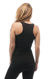 Women's Long Ribbed Rib Racerback Tank Top Cotton Stretch Quality Tunic Basic (Large, Black)