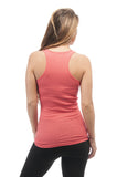 Women's Long Ribbed Rib Racerback Tank Top Cotton Stretch Quality Tunic Basic (Medium, Coral)