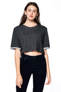 Khanomak Women's Short Sleeve Crewneck Front Pocket Sweater Top