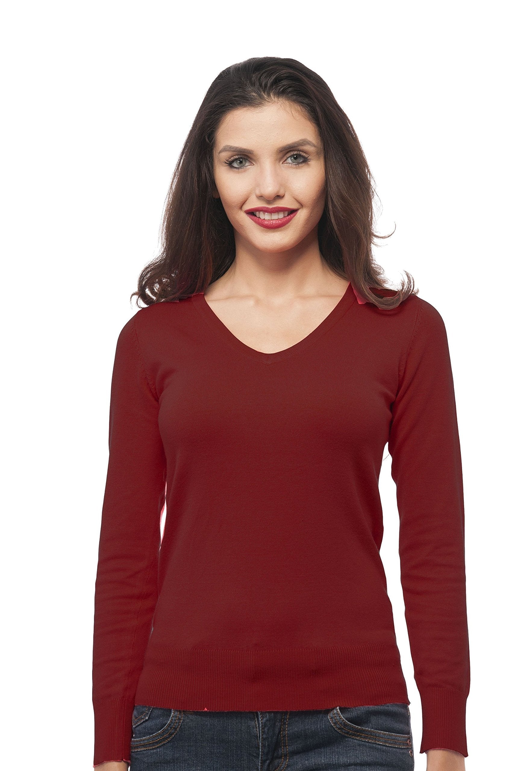 Hollywood Star Fashion Long Sleeve V Neck Knit Sweater