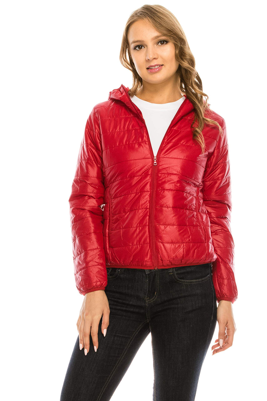 Khanomak Long Sleeve Light Weight Hooded Packable Down Jacket With Carry Bag