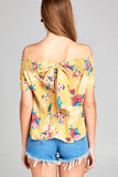 Women's Short Sleeve Off Shoulder The Shoulder Floral Print Top